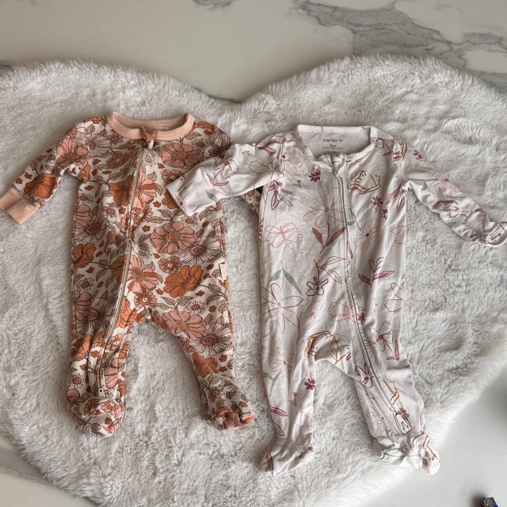 Set of 2 Footed Baby One-Pieces